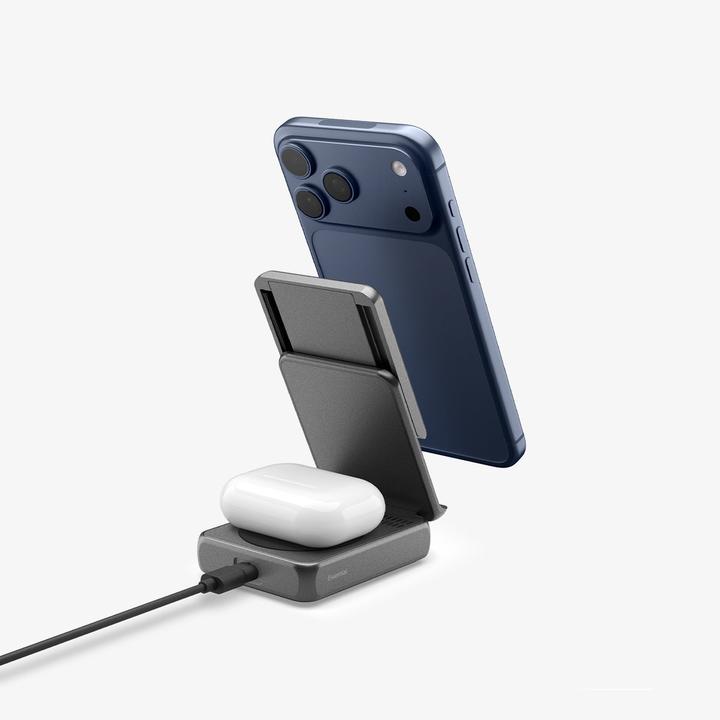 Produktbild Spigen Essential Ef302moq Qi2.2 2in1 Magnetischer Magsafe Wireless Charger Schwarz (25 W)