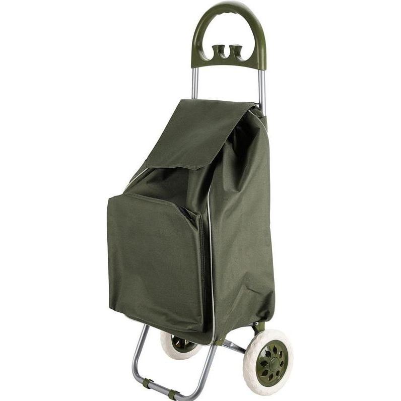 ProWorld, Borsa + Trolley da spesa, Wózek Torba Na Kólkach Na Zakupy Ze Stelażem 40l, Verde