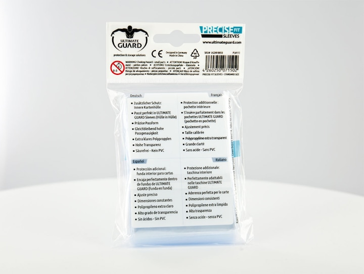 Actual product image Ultimate Guard Card Sleeve Precise-Fit Sleeves Transparent Standard 100