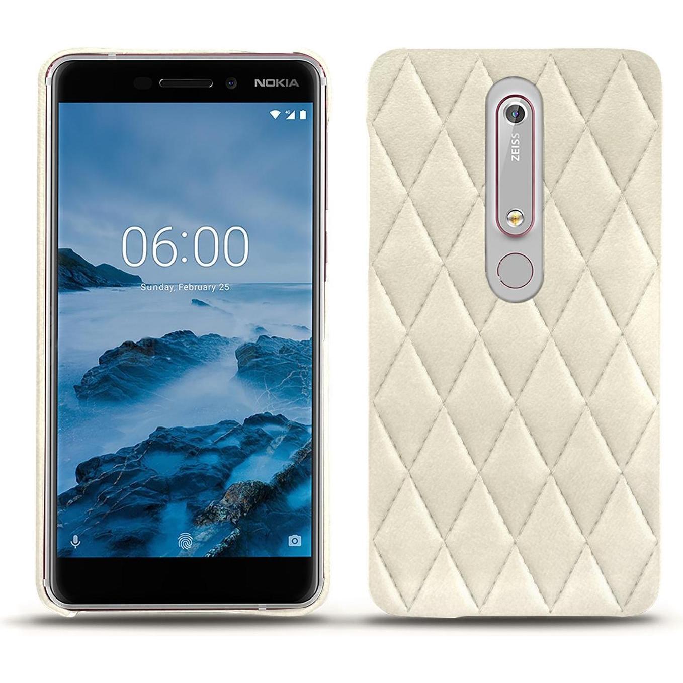 Noreve Lederschutzhülle (Nokia 6 (2018)), Smartphone Hülle, Weiss