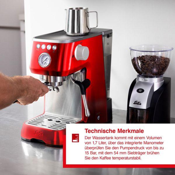 Productafbeelding Solis Barista Perfetta Plus 1016 portafiltermachine rood 980,19