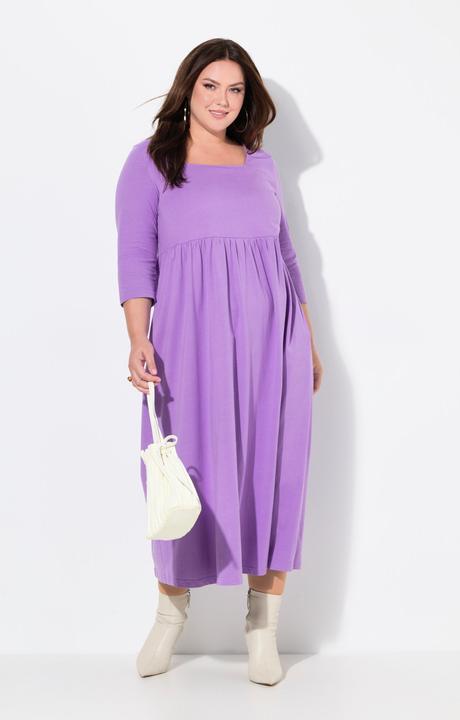 Produktbild Ulla Popken Jerseykleid, A-Linie, Carré-Ausschnitt, 3/4-Arm (60)