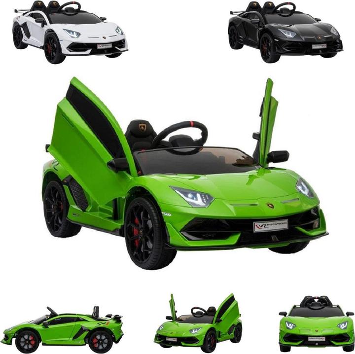 Produktbild Es-toys Kinderfahrzeug – Elektro Auto “Lamborghini Aventador SVJ” – lizenziertMP3, Ledersitz + EVA (12 V)
