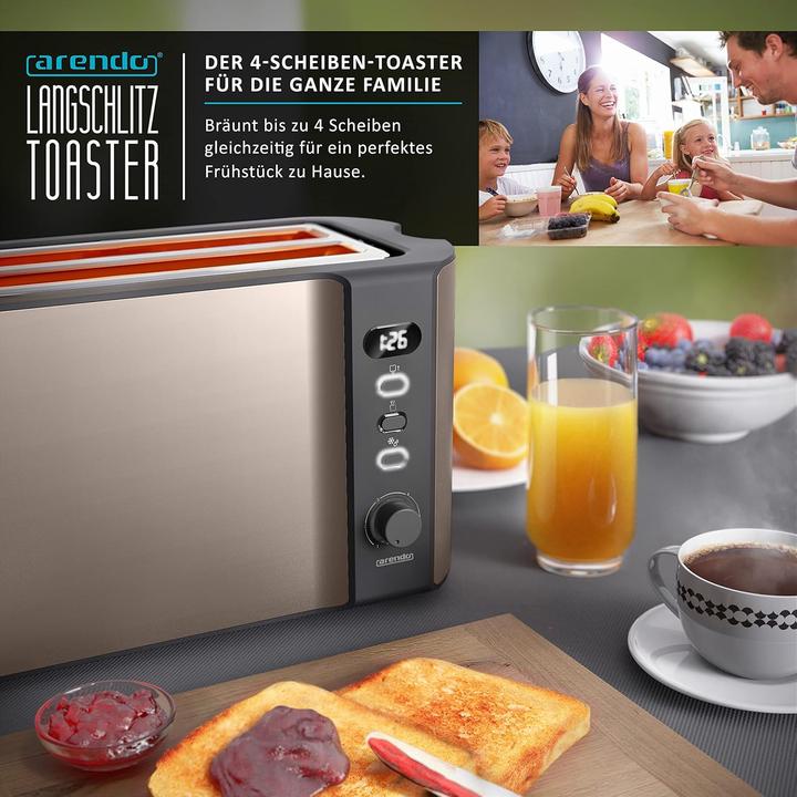 Produktbild Arendo Frukost Langschlitztoaster mit Brötchenaufsatz