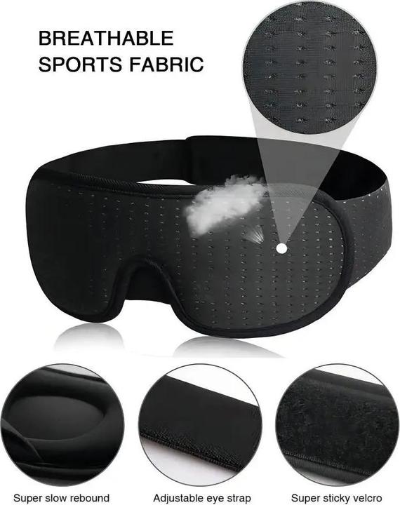 Immagine prodotto Boruit Maschera per il sonno 3D regolabile - Nero (Maschera sonno)