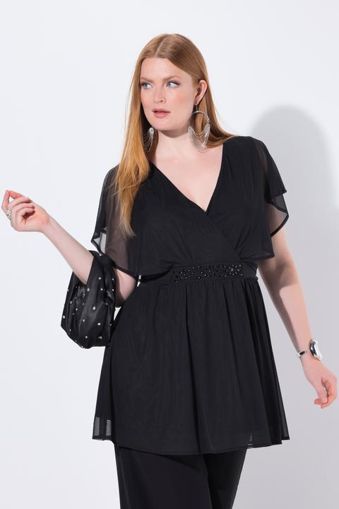 Immagine prodotto Ulla Popken Tunica con mantella di chiffon e mezze maniche ad aletta (50, 52)