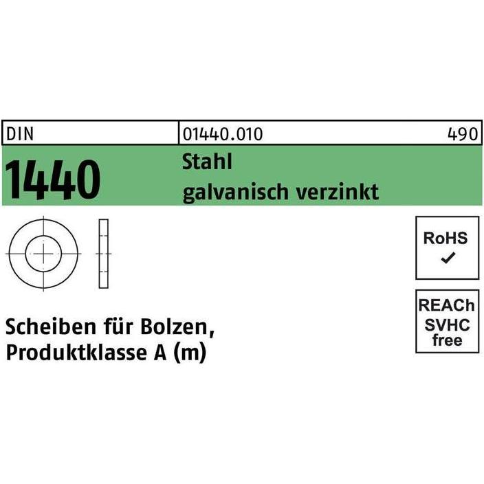 Zubehör Befestigungstechnik, Scheibe DIN 1440 f.Bolzen 30 x 45 x 5 Stahl galvanisch verzinkt