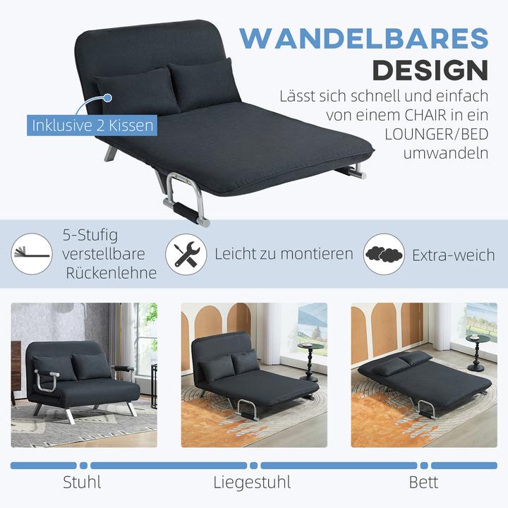 Produktbild Homcom Schlafsofa Polyester, Metall Schwarz