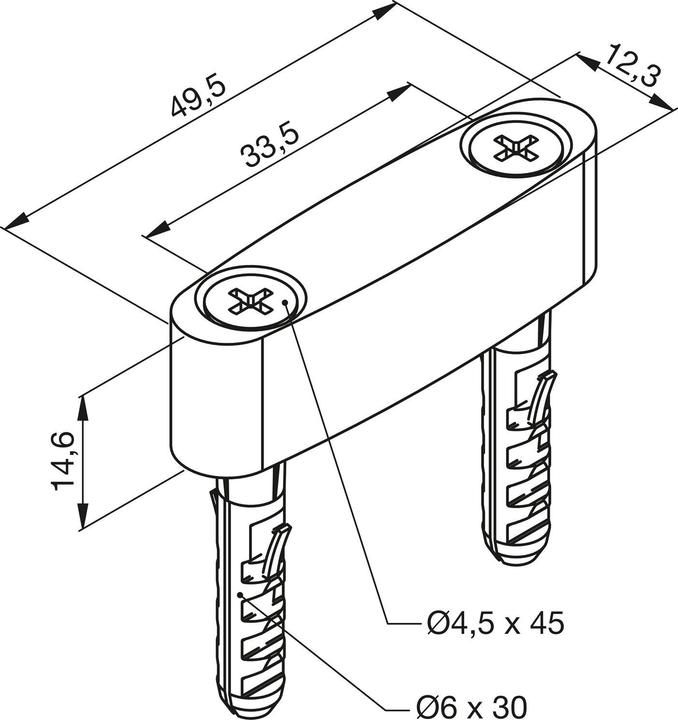 Actual product image Helm 216 Floor guide 49.5x12.3x14.6mm for sliding doors (sliding door fitting)