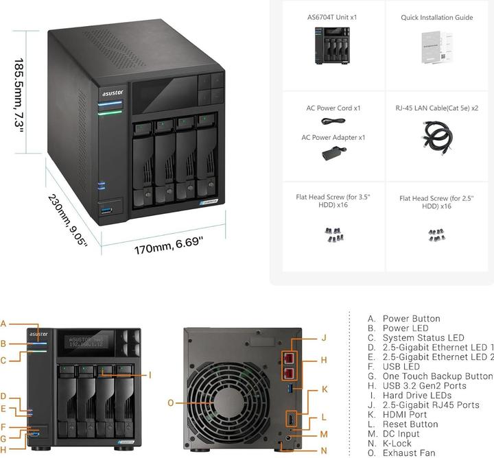Immagine prodotto Asustor Lockerstor 4 Gen2 (AS6704T) (0 TB)