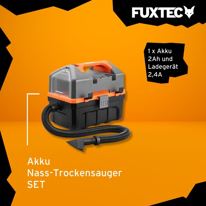 Actual product image Fuxtec Cordless wet/dry vacuum cleaner SET FX-E1VC20 (Wet dry vacuum cleaner)
