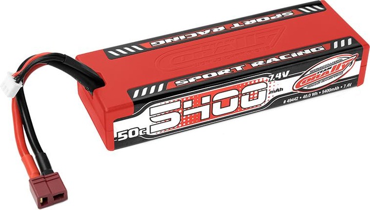 Actual product image Team Corally Sport Racing 50C LiPo Battery 5400mAh 7.4V Stick 2S Hard Wire T-Plug