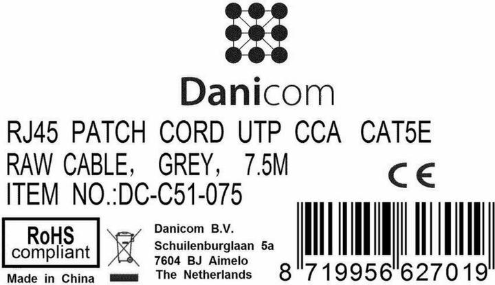 Produktbild Dsit CAT 5e Netzwerkkabel U/UTP (U/UTP, CAT5e, 7.50 m)