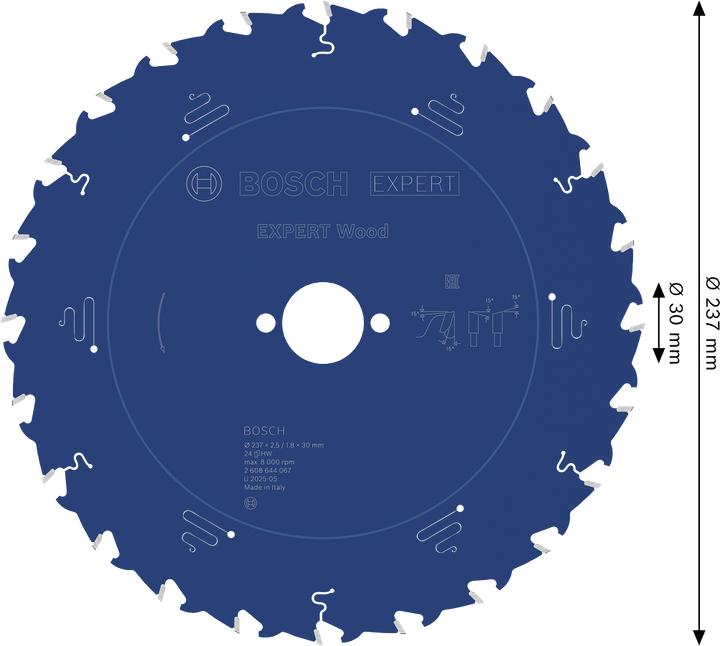 Image du produit Bosch Professional Zubehör Lame de scie circulaire Expert for Wood, 237 x 30 x 2,5 mm, 24