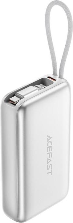 Actual product image Acefast - Power Bank (M32) - with Telescopic Cable, Type-C, Fast Charge, PD35W, 10000mAh - Silver (10000 mAh, 35 W)