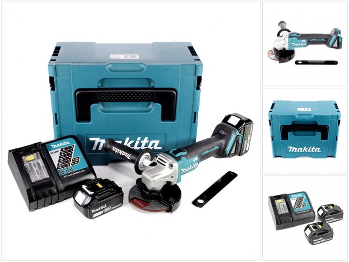 Actual product image Makita DGA 506 RMJ Battery angle grinder 18 V 125 mm Brushless + 2x battery 4.0 Ah + charger + Makpac (125 mm)