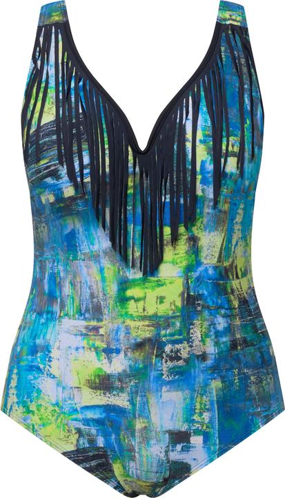 Image du produit Ulla Popken Maillot de bain à bonnets souples. Matière recyclée. Franges et décolleté en forme de coeur (60)