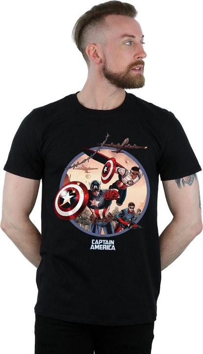 Image du produit - T-shirt CAPTAIN AMERICA AND FALCON IN BATTLE - Homme (S)