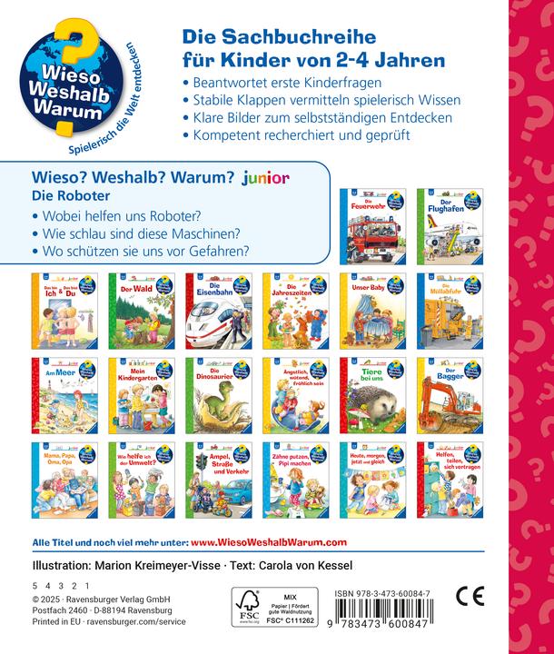 Image du produit Ravensburger Wieso? Weshalb? Warum? junior, Band 78 - Die Roboter (Allemand, Carola de Chaudière, Marion Kreimeyer-Visse, 2025)