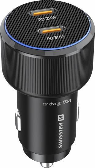 Produktbild Swissten Car Adapter 2x USB-C PD 50W - Black