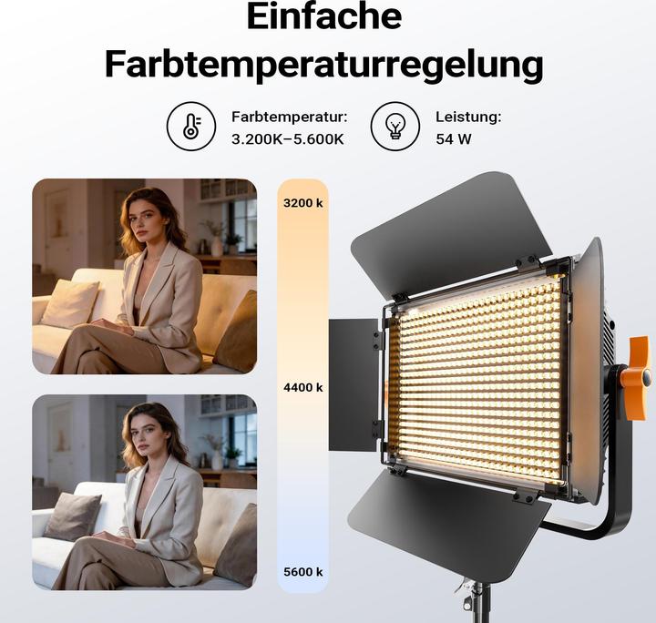 Produktbild Walimex pro LED Niova 900 Bi Color und Stativ 2er Set Lichtstativ Flächenleuchte (Flächenleuchte)