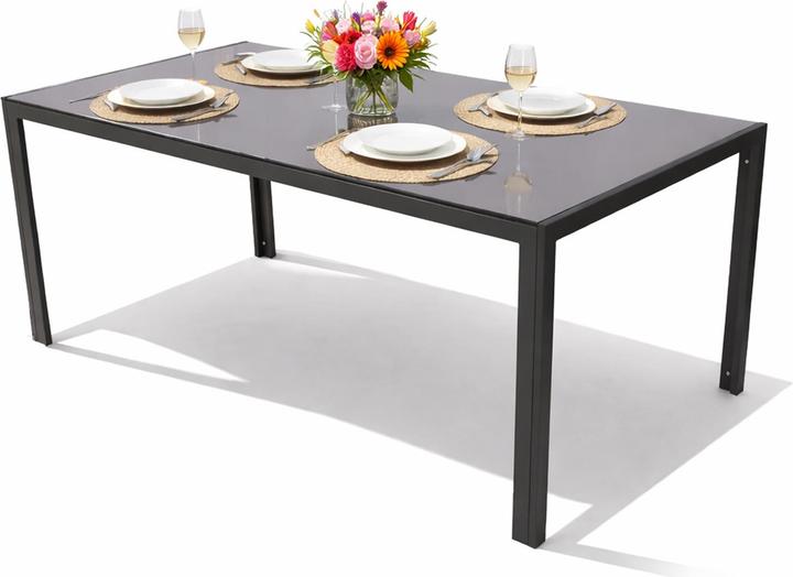 Produktbild Mojawo Gartengarnitur Sitzgarnitur Stapelstühle Stapelsessel 7teilig 160x90cm Glastisch (160 x 90 x 72 cm)