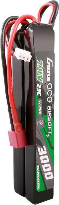 Immagine prodotto Gens Ace 25C 3000mAh 2S2P 7.4V Batteria Lipo per pistola Airsoft a sella con spina Mini Deans(T) (7.40 V, 3000 mAh)