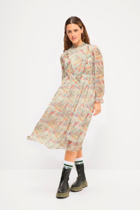 Produktbild Studio Untold Midikleid, A-Line, Print, Rüschen-Stehkragen, Langarm (54)