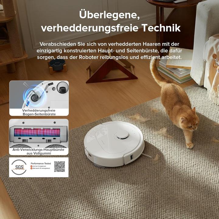 Actual product image Roborock QV 35A Saugroboter mit Wischfunktion&Hebarem Wischmopp,All-in-One,Anti-Tangle,8000Pa,Weiss (8000 Pa, Wiping pads (rotating))
