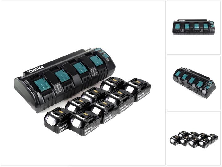Makita Power Source Kit 18V with DC 18 SF 4-fold charger + 8x BL1860B battery 6.0Ah (18 V)