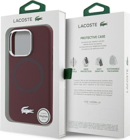 Actual product image Lacoste LCHMP16XSMAR iPhone 16 Pro Max 6.9" bordeaux hardcase Silicone Croco Logo MagSafe (Apple iPhone 16 Pro Max)