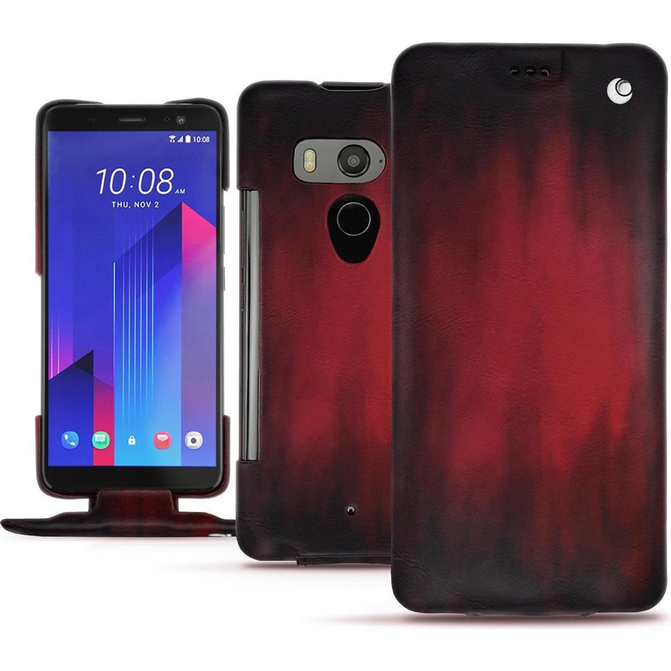 Thumbnail - Noreve Lederschutzhülle vertikal (HTC U11+), Smartphone Hülle, Rot
