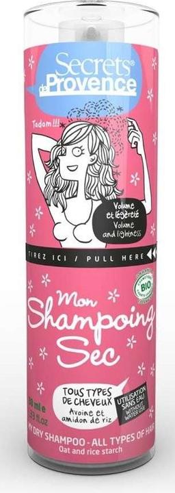 Immagine prodotto Secrets de Provence Shampoo secco biologico per tutti i tipi di capelli all'avena e all'amido di riso - 38ml - Secrets (38 ml, Shampoo secco)