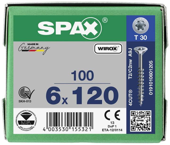 Actual product image Spax Countersunk Multi-Head T-Star Plus T30 Partial Thread Wirox (100 Screws per piece)