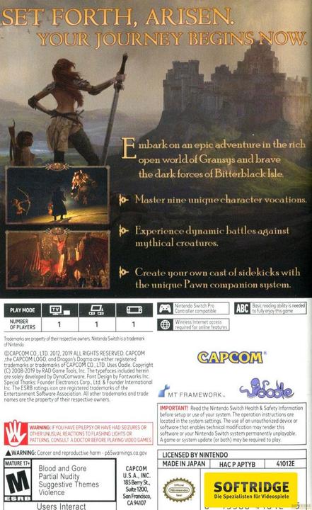 Produktbild Capcom Dragon's Dogma: Dark Arisen -US- (Switch, Switch Lite, Switch OLED, EN)