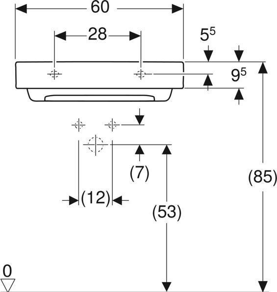 Produktbild Geberit ONE Waschtisch Abgang horizontal, 60x14,2x48cm, 505.03 (480 mm, 600 mm)