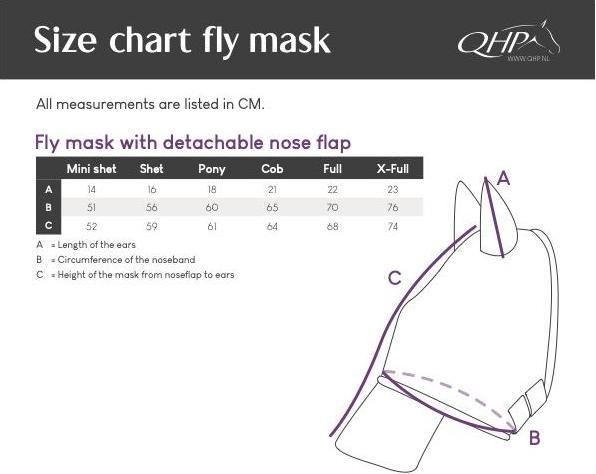 Actual product image Qhp Fly mask with removable nose guard