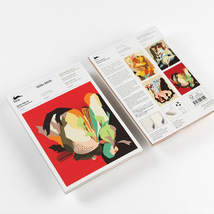 Image du produit A5 Note Pad 1920s DECO (A5, À rayures, Blanc)