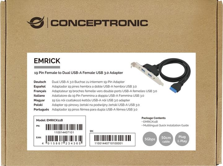 Productafbeelding Conceptronic PCI Express Kaart 19 Pin Dubbele USB-A Poorten bw