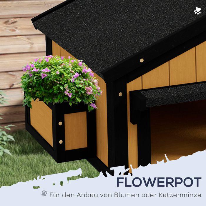 Produktbild Swisshandel24 Katzenhaus Holz, 2 Etagen, Winterfest, Gelb, 96x65x85,5 cm (Katze)
