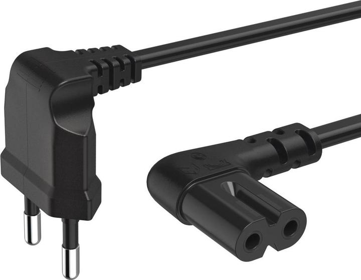 Actual product image Hama Power cable, angled at both ends, Euro plug, double groove/C7, 5 m, black (5 m)