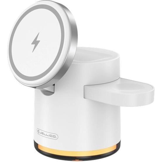 Jellico W22 4in1 Caricatore wireless Magsafe 15W iPhone + 3W Apple Watch + Airpods + Lampada, Caricabatteria senza fili