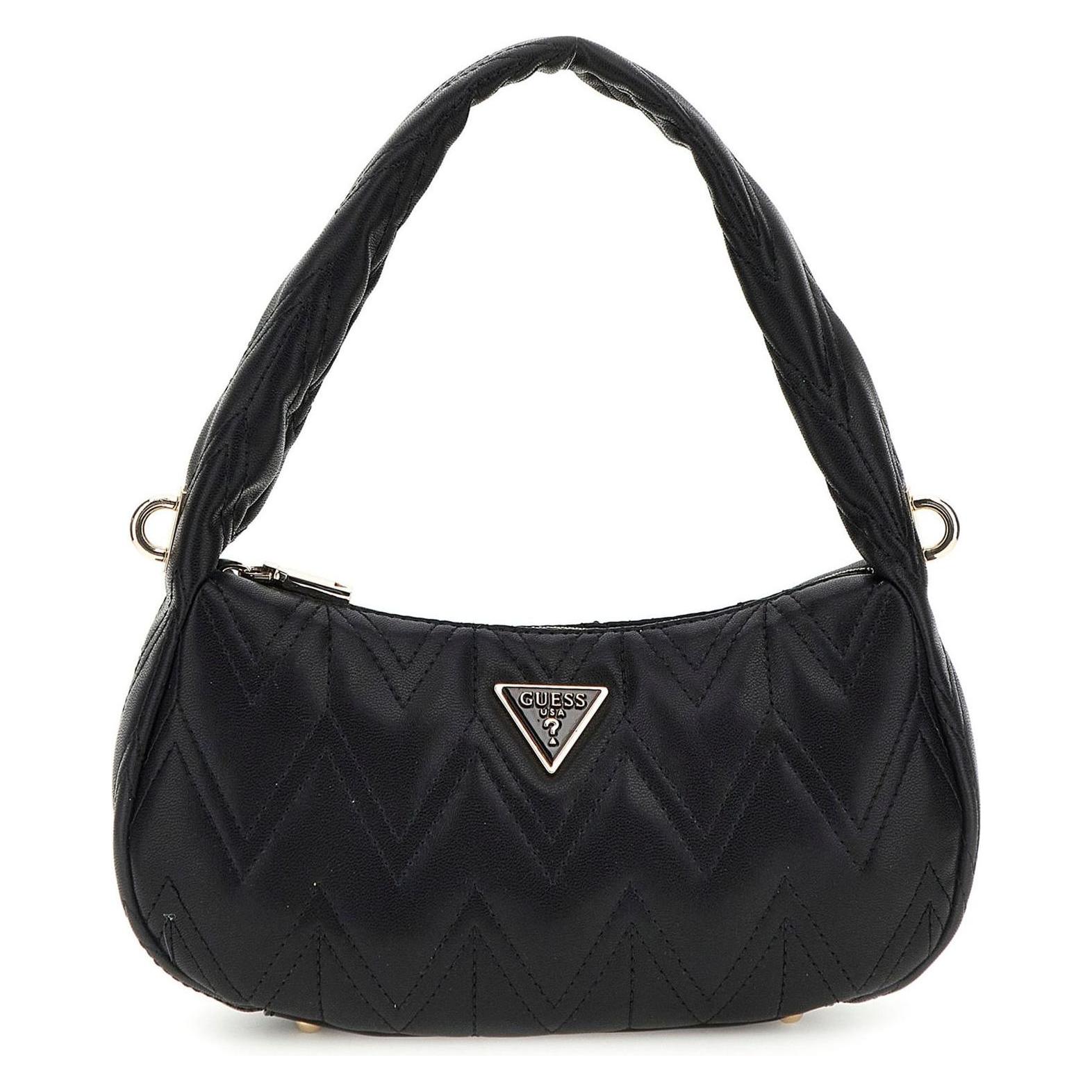 Guess, Damen, Handtasche, Eda Top Zip Shoulder Bag, Schwarz