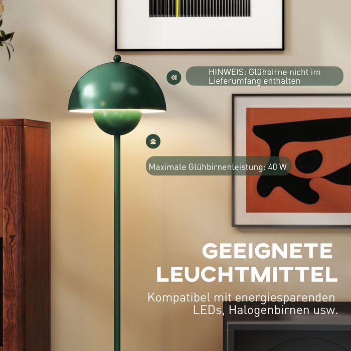 Actual product image Swisshandel24 Stehlampe, runder Schirm, Fussschalter, langes Kabel, eleganter Look, Stahl, Grün (E27)