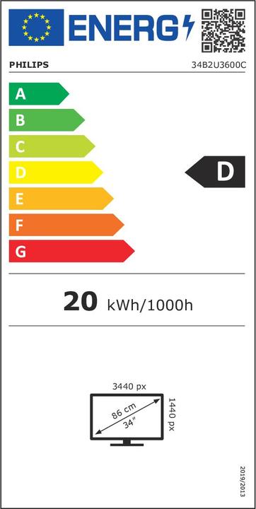 Energie-Label Philips 34B2U3600C (3440 x 1440 Pixel, 34")