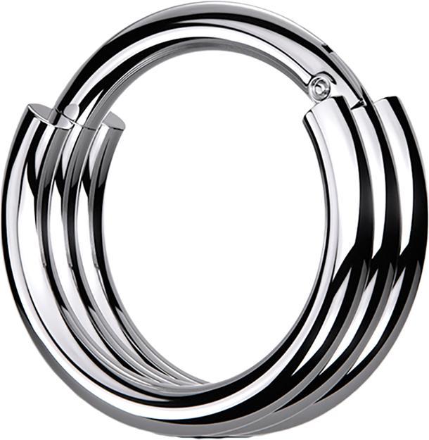 Actual product image Star Piercing Micro segment ring foldable silver three tyres (without brass, Surgical steel 316L)