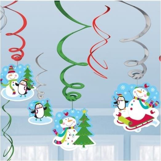 Produktbild Amscan 12 Deko-Spiralen Joyful Snowman Folie / Papier 61 (12 Stück)