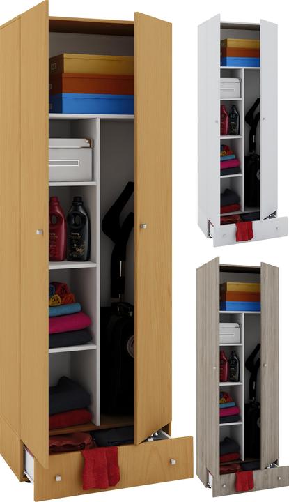 Actual product image VCM Wooden Broom Cleaning Cupboard Series Vandol with Hinged Doors (70 x 40 cm)