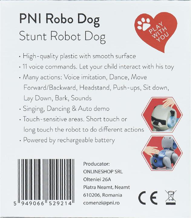 Produktbild PNI Interaktiver intelligenter Roboter Robo Dog, Sprachsteuerung, Touch-Tasten, weiss-blau, inklusive