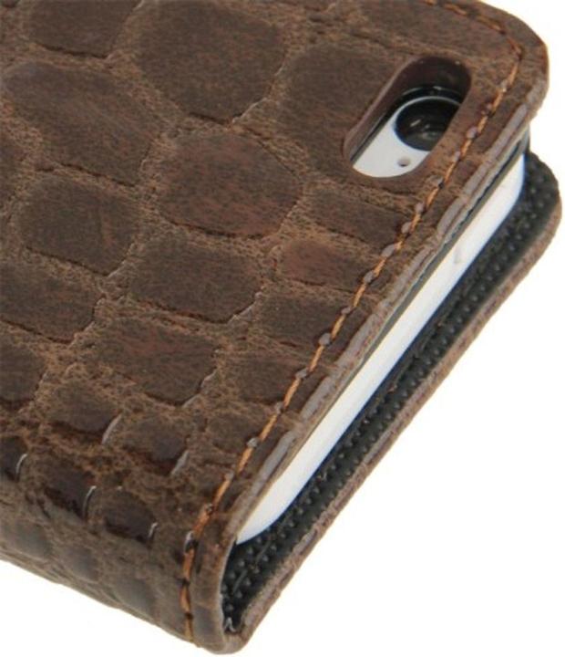 Produktbild König Design Handyhülle Croco (Flip Quer) für Handy Apple iPhone 5C braun (Apple iPhone 5c)